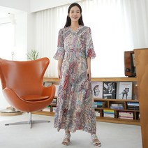 브이 롱 원피스 페이즐리