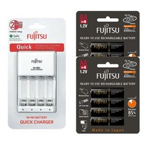 후지쯔 FCT344 급속충전기 후지쯔 2550mAh AA 8알, 1개