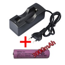 18650 1구 충전기+3000mAh 충전지 1개 / 리튬이온 재 충전용 배터리 헤드랜턴 랜턴 후레쉬 체온측정기 손 선풍기 전기 자전거 등