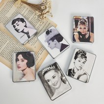 예쁜 오드리햅번 접이식 미니 손거울 확대경 휴대용거울 MIRPHP, 직사각 D