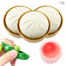 왕만두 모찌 말랑이 클레이 찐득이 복숭아 주물럭 완두콩 장난감 5개 세트, 왕만두3개+복숭아1개+완두콩1개