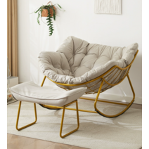 둥글게 감싸주는 릴렉싱체어 발받침 세트 흔들의자, _무탈부착_귀비오렌지-검은다리_발