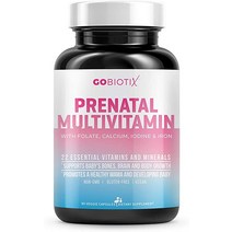 GOBIOTIX 철분 칼슘 비타민 D2 C 아연 ampamp 임산부 및 임신 전 엽산 - 1일 1회 산전 종합 캡슐 유전자 변형 성분 없음90개, [01] 60개(1팩), [01] 산후