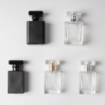 화장품 향수 공병 심플 사각 여행용 퍼퓸 용기, 4.투명(실버)-50ml