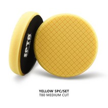 DM 폴리싱머싱 대량 DA/RO/GA 폴리 셔 용 SPTA 5 125mm/6150mm /7 180mm 원형 그리드 스폰지 버핑 연마 폼 패드 키트, [08] 5 Yellow Medium Cut, [02] 6 inch(150mm)