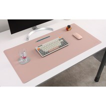 데스크포 가죽데스크패드 책상덮개 깔판 깔개 커버 보호 와이드 마우스패드 테이블/데스크매트, 핑크/실버