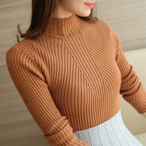 여성 골지 목폴라 캐시미어 터틀넥 패션 스트레치 탑 색 풀오버 긴 소매 기본 점퍼