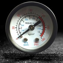 압력 측정 X37E 공기 압축기 공압 유압 유체 압력 게이지 듀얼 스케일 0-180PSI 0-12Bar 산업용 측정기, 한개옵션0