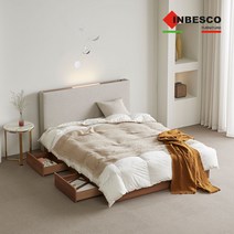 인베스코 브릭 LED 서랍형 침대 Q_온슬립 하드유로탑 매트리스, 라이트그레이