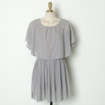 쉬폰 반팔 주름 원피스