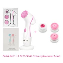 페이셜 클렌징 브러시 소닉 뉴 페이스 스핀 브러쉬 세트 갈바니카 페이셜 스파 시스템 스킨 딥 클리닝 블랙, 08 PINK SET-Extra head