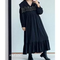 [해이주] 꽃자수 케이프 원피스