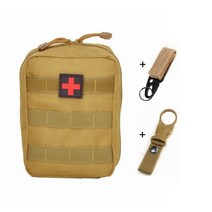 서바이벌용품 밀리터리용품 군사용품 molle 전술 응급 처치 키트 의료 가방 야외 캠핑 등산 가방 다기능 허리 벨트 포켓 군대 edc 파우치, 카키 2 후크