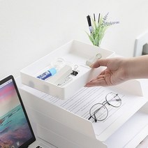 개인사무실꾸미기 모던 데스크트레이 공유오피스 아이방 문서정리함 파일보관함 원룸, 화이트