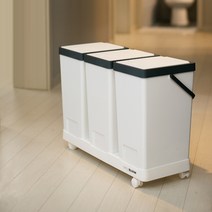 데일리블룸 원터치 2단 3단 이동식 재활용 분리수거함 휴지통 화이트, 2단 분리수거함