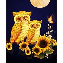JISAN 보석십자수 캔버스형 세트 50x40cm JB01, 황금부엉이 엄마랑아기