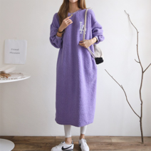 NewCare 뽀글이 롱원피스 여성 루즈 원피스 뉴욕 캐주얼 룩