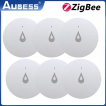 누수탐지기 누수감지 센서 보일러 화장실 aubess zigbee tuya 누수 감지기 홍수 알람 담금질 방수 스마트 홈 보호, 6개