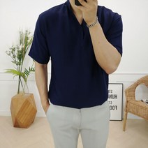 로니제이 남자 여름 아이스 헨리넥 반팔 셔츠