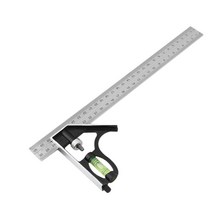 300mm 다기능 조절식 각도 눈금자 45/90도 버블 레벨 사각 각도 눈금자 측정 도구, 은빛의, 1.Angle Ruler