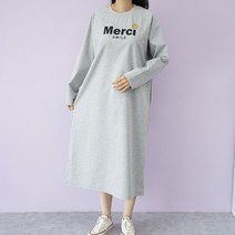 빅걸스토리 라운드 베이직 스마일 영문 긴팔 롱원피스