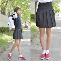 교복몰 / 백합주름치마 차콜 전체 주름교복치마