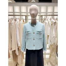 [ZOOC] (Z221MSF011) 라운드넥 크롭 트위드 재킷 2color