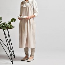 리씨상점 린넨 주방 원피스 앞치마, 1개, 아이보리