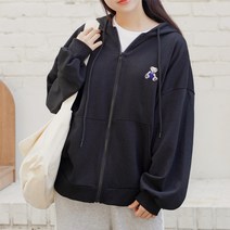 [키140-160] 키키코 여아 초등 고학년 중학생 곰돌이 자수 후드집업 멜빵베어후드집업