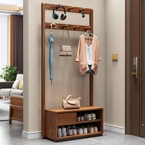 옷걸이 행거 신발장 틈새 수납 단단한 나무 코트 랙, 100cm그레이(외투걸이+신발교환의자일체형)