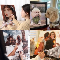 트렌드포유 DIY 유화그리기 주문제작 사진 그림그리기세트 24 36 42색 캔버스페인팅, 80 x 120 size 24 color