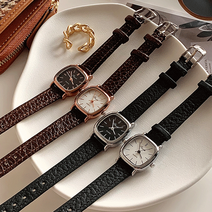 빈티지 레자 스퀘어 가죽 데일리 여성 손목시계 4color