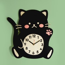 (나룸) WMC-168 까만 고양이 벽시계(무소음), 쿠팡 본상품선택