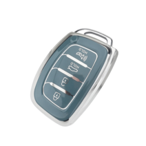 키에티 현대 LF쏘나타 올뉴 투싼 스마트 키케이스 4버튼 TPU 키홀더 단품, 실버-그레이