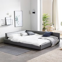 젠티스 스퀘어 모던 저상형 슈퍼싱글 퀸 패밀리침대 (더즐립 컴포트 매트포함), 그레이