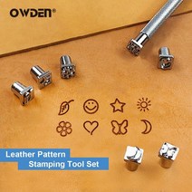 가죽공예 owden 9pcs 가죽 패턴 스탬핑 도구 세트 금속 diy 수동 아트 인쇄, 중국