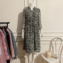 포라리 페이즐리 앞판 핀턱 롱원피스