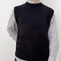 남학생 교복이너 단정한 라운드 니트조끼 남학생조끼 데일리룩 편안한