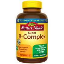 Nature Made Super B Complex 네이쳐 메이드 슈퍼 비 콤플렉스 비타민 티아민 니아신 비오틴 판톤텐산 칼슘 엽산 460정(460일분), 한통