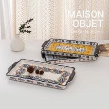 [프라카] 폴란드풍 도자기 직사각접시 26cm, 색상:블루데이지, 상세 설명 참조, 1개