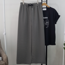 상상그이상 여성용 줄지 츄리닝 와이드 팬츠 루즈핏 허리밴딩 스트라이프 스트링 롱기장 신축성좋은 베이직 데일리팬츠 2컬러