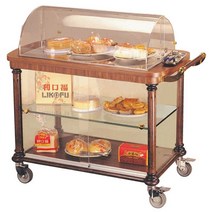 밀폐형 서빙카트 업소용 이동식카트 운반카 디저트, 상세 페이지 참고, C-168 로마 반 월넛 마감