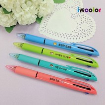 incolor 잘써지는 네임 컬러풀 3색볼펜, 청록