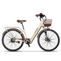 Montheria 전기자전거 36V 전동자전거 24/26인치 B918-127, 10AH-25KM, 26인치 아이보리