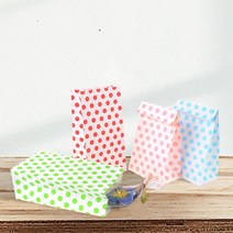땡땡이 페이퍼백 사각 붕어빵 츄러스 각대 봉투 귀여운 빵 포장 종이, 핑크