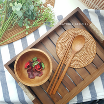 베트남 나무 옻칠 우드 수저세트 티스푼 뒤집개 스푼 포크 주걱 커트러리, 8.사각주걱