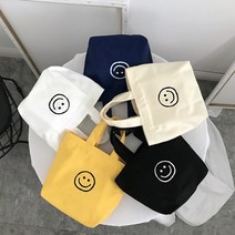 [이건사야돼] 외출 간편 에코백 캔버스 미니 포인트 가방 스마일