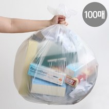 네이쳐리빙 재활용 쓰레기 분리수거 배접 비닐봉투100매80L, 화이트, 색상:화이트