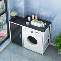 세탁기 수납장 선반 세탁실 베란다 진열대 다용도 정리대 드럼 칸막이, 블랙