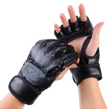 1+1 MMA장갑 반장갑 UFC 오픈핑거 MMA 글러브 장갑, 유령 손 블랙